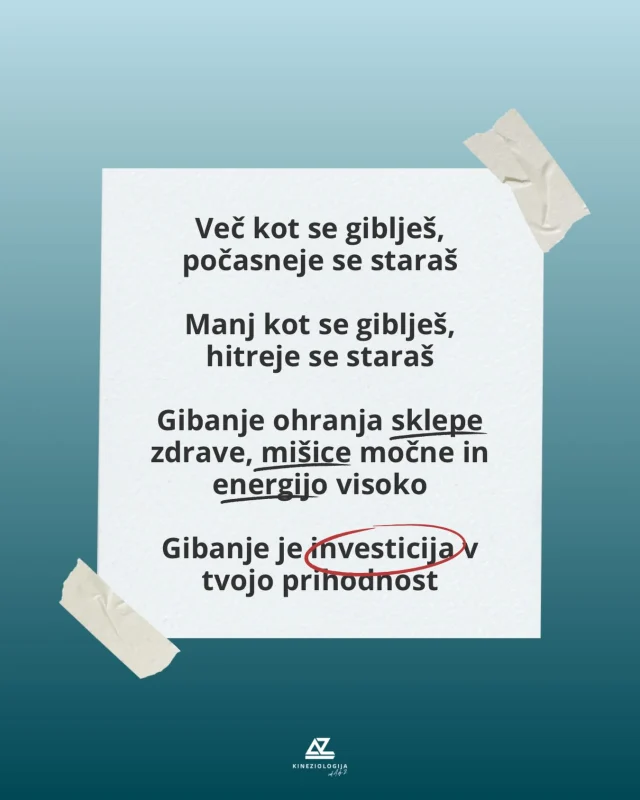 Ljudje iščejo rešitev, kako ostati mlad, zdrav in brez bolečin, medtem ko popolnoma spregledajo najpreprostejši odgovor …Gibanje 🤸‍♂️Gibanje ohranja tvoje sklepe zdrave, mišice močne in energijo visoko.